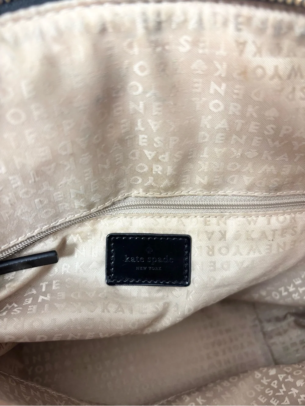 Kate Spade Patent Leather Black Polka Dot Large Tote‎